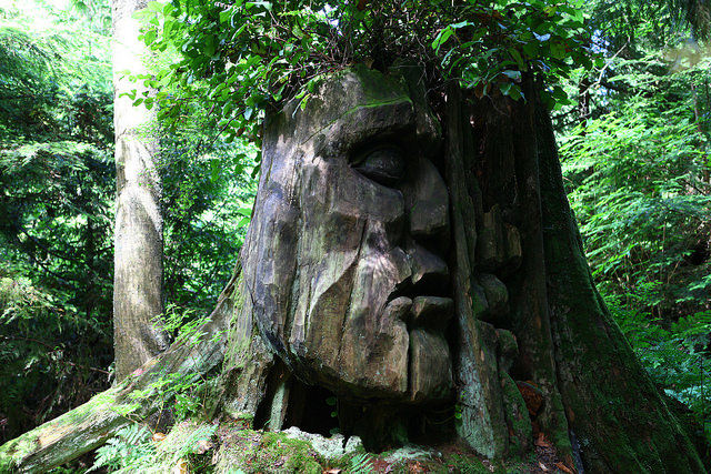 tree face two spirits sculpture canada